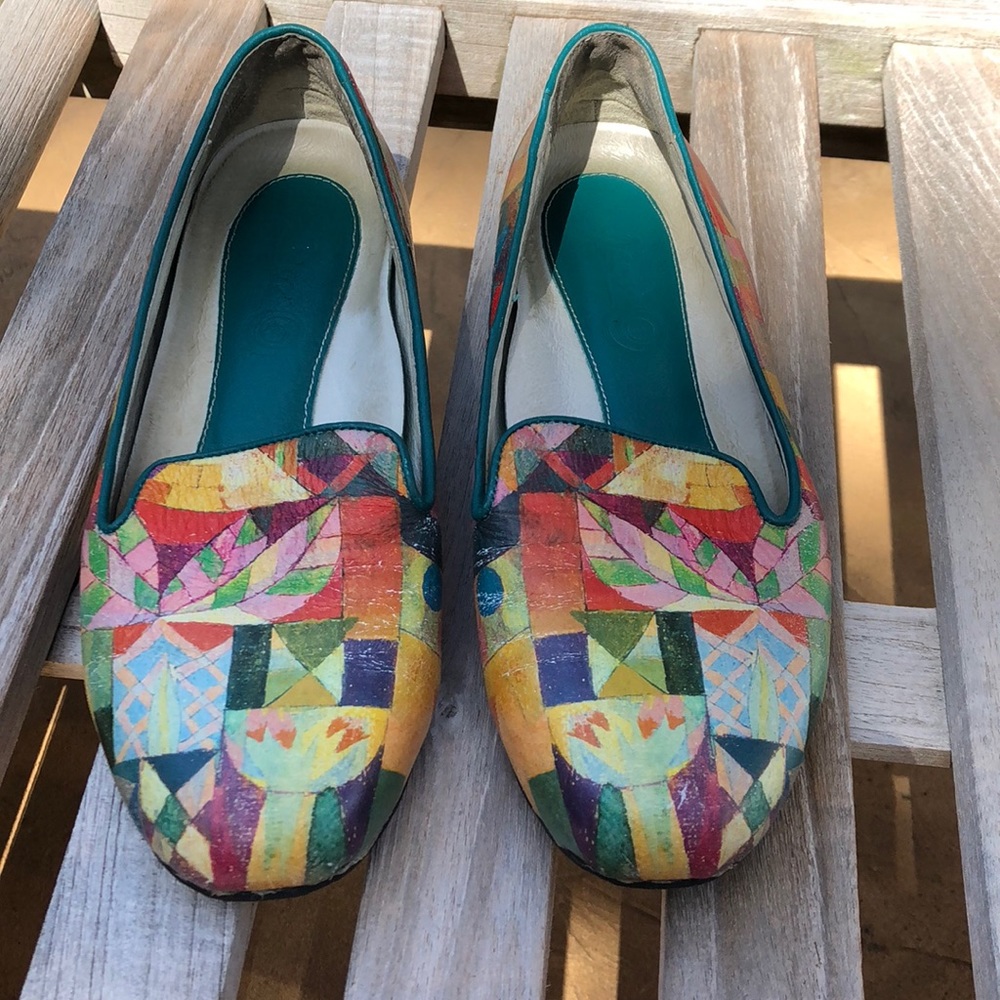 ICON leather flats. Colorful Sz 7.